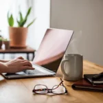 young woman working from home